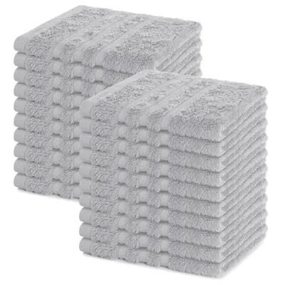 Zdjęcie produktu dla Zestaw 20 ręczników Lavea® 30 x 30 cm, 100% bawełna frotte, ręczniki dla gości i myjki, można prać w temperaturze 60°C, seria Elena, łazienka i toaleta dla gości, srebrny