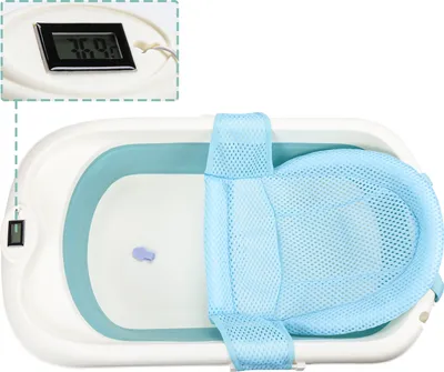 Immagine prodotto di Hengda vasca da bagno per neonati pieghevole vasca da bagno per bambini vasca da bagno sensore di temperatura, verde