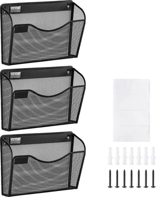 Produktbild von VEVOR Wand Zeitungshalter Wandaktenhalter 3 Stk. Aufbewahrungsordner aus Metall für Zeitschriften Post Papier Dokumente, Wand Magazinhalter Organizer Prospekthalter Aktenablage für Büro Schule