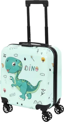 Immagine prodotto di HowHomely | Kinder-Handgepäckkoffer - Grün - 51 cm - Kabinen - Dinosauro 3D