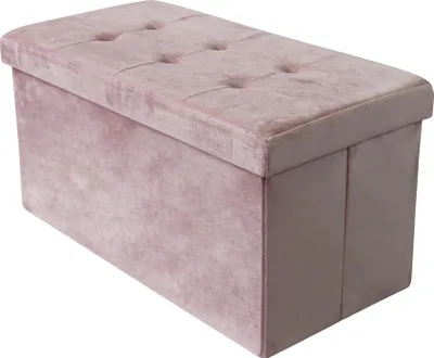 Immagine prodotto di Milani Home - pouf rettangolare in velluto di design moderno, cm 76 x 38 x 38 h - Rosa