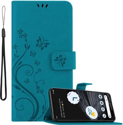 Immagine prodotto di Cadorabo cover per Google PIXEL 7 PRO in BLU FLOREALE Cover protettiva con design floreale con chiusura magnetica, funzione stand e slot per carte di credito Flip Case Flower Cover Etui Handy Klapp Hülle Book Tasche
