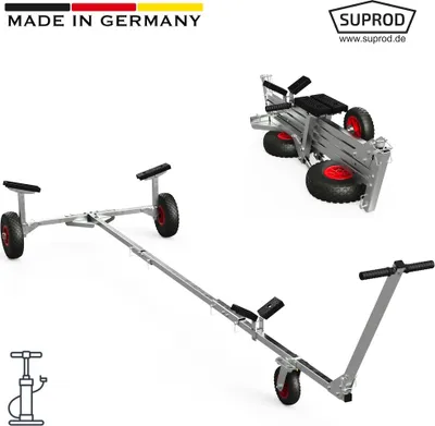 Produktbild von Spuštění vozíku lodní vozík ruční přívěs skládací nafukovací člun vozík SUPROD TR260-L-LU, vzduch, Ø 260 mm, cerná/cervená