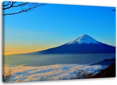 Produktbild von Leinwandbild berg fuji in blau 60x40 cm Feeby blau wandbild bereit zum aufhängen