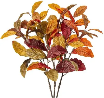 Produktbild von Herbstdekoration mit 3 künstlichen Zweigen, kunstblätter Magnolia, Herbstblätter, Dekoration für Thanksgiving und Halloween, Tischdekoration