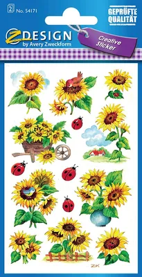 Immagine prodotto di Avery Zweckform® 54171 Adesivi decorativi Z-Design, girasoli, 2 fogli/28 adesivi