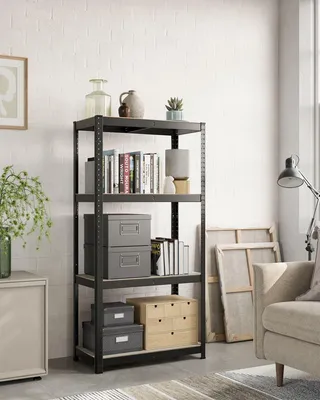 Produktbild von Lagerregal aus Stahl-MDF – Greigeschwarz – 5 Ebenen – 40 x 80 x 160 cm