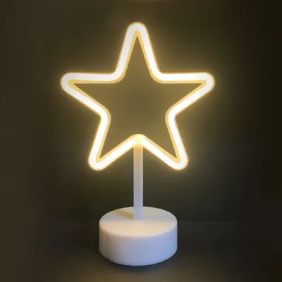 Zdjęcie produktu dla ACA Lighting STAR, lampa neonowo-LED 39, zasilana bateryjnie (3xAA)/USB, ciepła biel, IP20, 19x10x28,5 cm X04001310