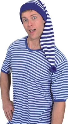 Produktbild von O23772 blau-weiß Damen Herren Zipfelmütze Strickmütze