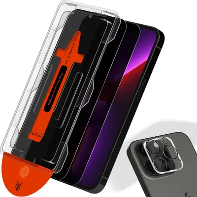 Produktbild von 2-Pack iPhone 13 Pro Max Displayschutzfolie & 1-Pack Kameraschutz - Gehärtetes Glas | [Automatische Installation] - Blasenfrei