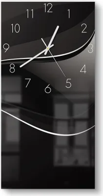Produktbild von DEQORI Glasuhr 30x60 cm Zahlen 'Dunkle Wellengrafik' Wanduhr Glas Uhr Design leise