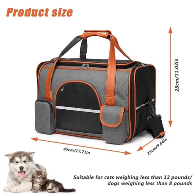 Immagine prodotto di Trasportino per gatti pieghevole - Trasportino per gatti e cani fino a 8 kg - 45 x 25 x 28 cm - Con tracolla