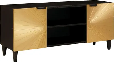Image de Meuble TV Noir et or 105 x 33 x 46 cm Bois d'ingénierie