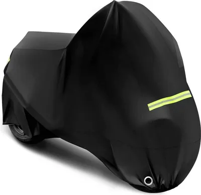Produktbild von Woltu Motorradabdeckung Abdeckplane Outdoor Faltgarage Motorrad Schutzhülle 210D Oxford Stoff, wasserdicht Winterfest, Motorradgarage mit Schlosslöchern, Staub-, Regen- und UV-Schutz, Schwarz, 245x105x125 cm
