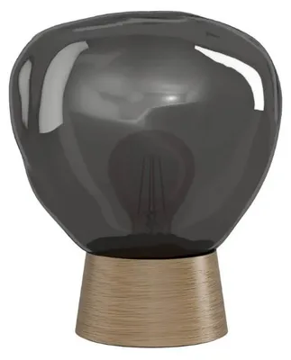 Image de Lampe de table Magacela en bois avec abat-jour en verre fumé