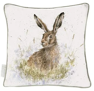Kissen mit Hasenmotiv, 60 cm, Federfüllung, Baumwoll-Leinen