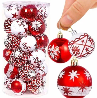 Image de Boules de Noël blanches assorties - 4/5/6 cm, lot de 30 pièces