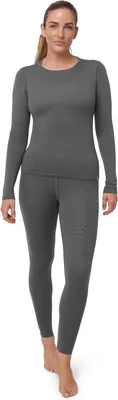 Produktbild von Damen-Thermo-Unterwäsche-Set aus Wolle, feuchtigkeitstransportierend, grau, Größe S