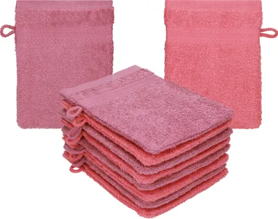 Produktbild von Betz 10 Stück Waschhandschuhe 16x21 cm PREMIUM 100% Baumwolle  Farbe: himbeere - beere