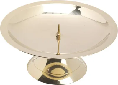 Produktbild von Scheibenleuchter Ø13cm Messing Gold Kerzenleuchter glanz Altarleuchter mit Dorn