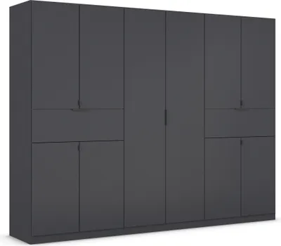 Produktbild von Drehtürenschrank >Ticao< 2 Schübe, 3 Böden, 3 Stangen, grau metallic - 271x210x54cm (BxHxT)