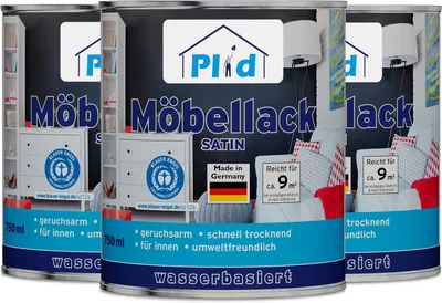 Produktbild von Plid Möbellack 2,25L Weiß Satin / Türenlack Holzlack Spielzeugfarbe Acryllack - Lack -  Farbe für Holz Innen & Außen