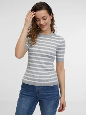 Produktbild von Orsay Hellgraues gestreiftes Stricktop für Damen 1000120659000__M