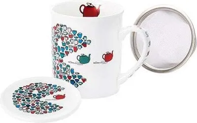 Produktbild von Kräuterteetasse Joe aus Porzellan mit 0,25 l Fassungsvermögen und 3-teiligem Edelstahlsieb