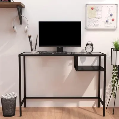 Produktbild von Computertisch in Schwarz mit Glasoberfläche 100x36x74cm