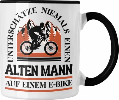 Produktbild von Trendation - Elektrofahrrad E-Bike Tasse mit Spruch Geschenk Ebike Lustige Geschenke Kaffeetasse Rentner (Schwarz)
