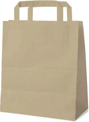Produktbild von 50 Braune Papiertragetaschen 18 + 8 x 22 cm – Einkaufstaschen mit Innenhenkel