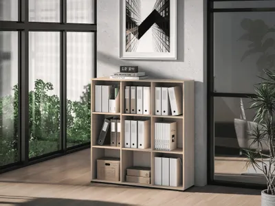 Produktbild von Standregal – Aktenregal – Fächerregal – Würfelregal – ODELIS 06 – Sonoma Eiche – 120 cm – Offenes Regal mit n Fächern in hellem Holz-Design