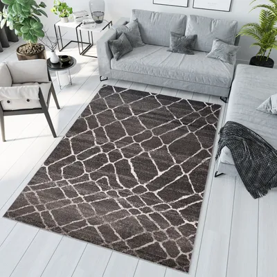 Immagine prodotto di Tappeto soggiorno camera da letto a pelo corto moderno design screziato crema nero ÖKOTEX 80 x 150 cm