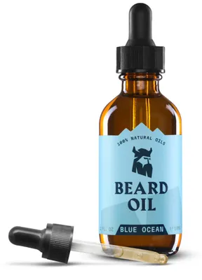 Productafbeelding van Striking Viking Baardolie voor Heren, lichte baardverzorgingsolie met jojoba-, argan- en zoete amandelolie, 59 ml, Blauwe Oceaan