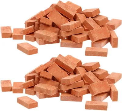 Productafbeelding van Mini-bakstenen om te knutselen - Set van 100 - Miniatuurornamenten - Poppenhuis - Accessoires - Doe-het-zelf modelbouw