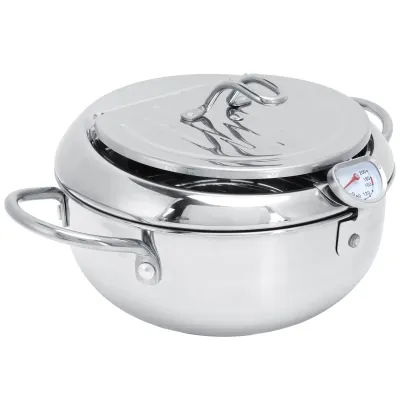 Produktbild von Fritiertopf,Edelstahl-Fritiertopf,Edelstahl-Fritiertopf mit Thermometer,Fritiertopf mit Thermometer,Japanischer Fritiertopf,Japanischer Tempura-Fritiertopf,Tempura-Fritierpfanne im japanischen Stil,Tempura-Fritiertopf im japanischen Stil mit Deckel