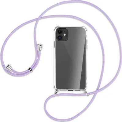 Produktbild von Handykette Backcover-Schutzhülle mit Band (Metall silberfarben) für Apple iPhone 11 - violett