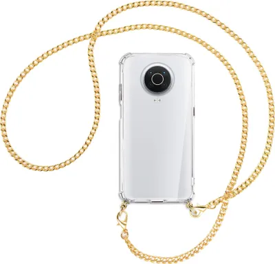 Produktbild von Handykette Backcover-Schutzhülle mit Band (Metall goldfarben) für Nokia G10, G20 (Nokia 6.3) - goldfarbene Kette