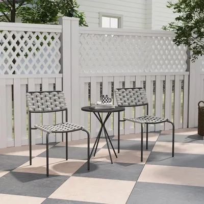 Produktbild von 3tlg Gartenlounge-Set mit 2 Stapelbare Stühle und 1 Tisch Gartenmöbel Set Balkonmöbel-Set für Garten Terrasse Balkon Grau