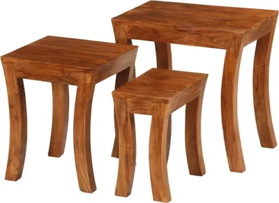Produktbild von 3-tlg. Satztisch-Set Massivholz Akazie 50x35x50 cm Braun
