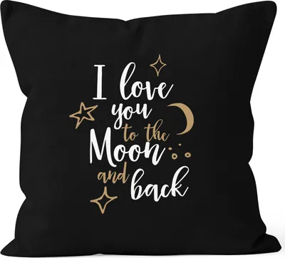 Produktbild von Kissenbezug für Freund, I love you to the moon and back Geschenk Liebe Moonworks schwarz unisize