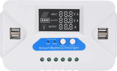 Zdjęcie produktu dla 60A samodostosowujący się kontroler słoneczny z cyfrowym wyświetlaczem i 4 wyjściami USB Regulator ładowania panelu słonecznego dla baterii Phos