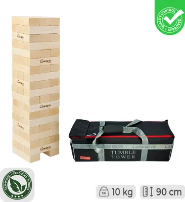 Immagine prodotto di XXL Mega gioco a torre oscillante (legno di pino), Gioco a torre impilabile, In robusta borsa per il trasporto, Us legno di pino ecologico, Alto fino a 90 cm