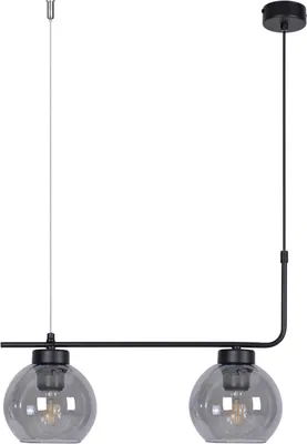 Zdjęcie produktu dla Lampa wisząca Torvi czarna-dymiona 2xE27x60W szkło wym:110x48x15cm IP20 Kaja