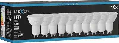 Obrázek produktu pro Mexen Nova 10x LED žárovka GU10, 8W, Neutrální - 4000K, 840 lm - L108-GU10-0840-01x10