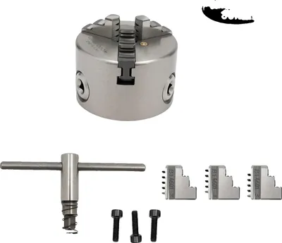 Image de Mandrin à centrage automatique, construction métallique robuste, large compatibilité, argent, 3 mâchoires, 80 mm