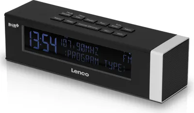 Zdjęcie produktu dla Lenco CR-630BK - Stereofoniczne radio z budzikiem DAB+/FM i dużym wyświetlaczem - Port USB z funkcją ładowania - 2 x 2 Watt RMS - Czarny