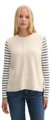 Productafbeelding van TOM TAILOR dames vest met decoratieve stiksels, model 33962 - Doeskin melange, maat XL