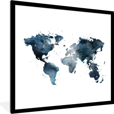 Produktbild von MuchoWow® MuchoWow® Gerahmtes Poster Weltkarte - Abstrakt - Weiß 40x40 cm - Poster mit zchwarzem Bilderrahmen - Mit Rahmen - Wanddekoration Schlafzimmer