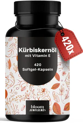 Produktbild von Bloom Naturals Kürbiskernöl 3000 mg, 420 Softgel-Kapseln